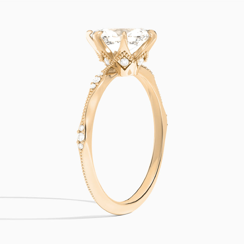 Marquise Aurora Lab Grown Diamond Engagement Ring In 14K Rose Gold, Angle View