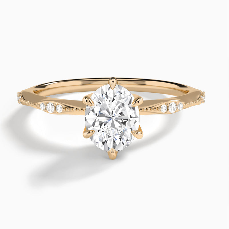 Oval Aurora Lab Grown Diamond Engagement Ring In 14K Rose Gold - Lucenjuri
