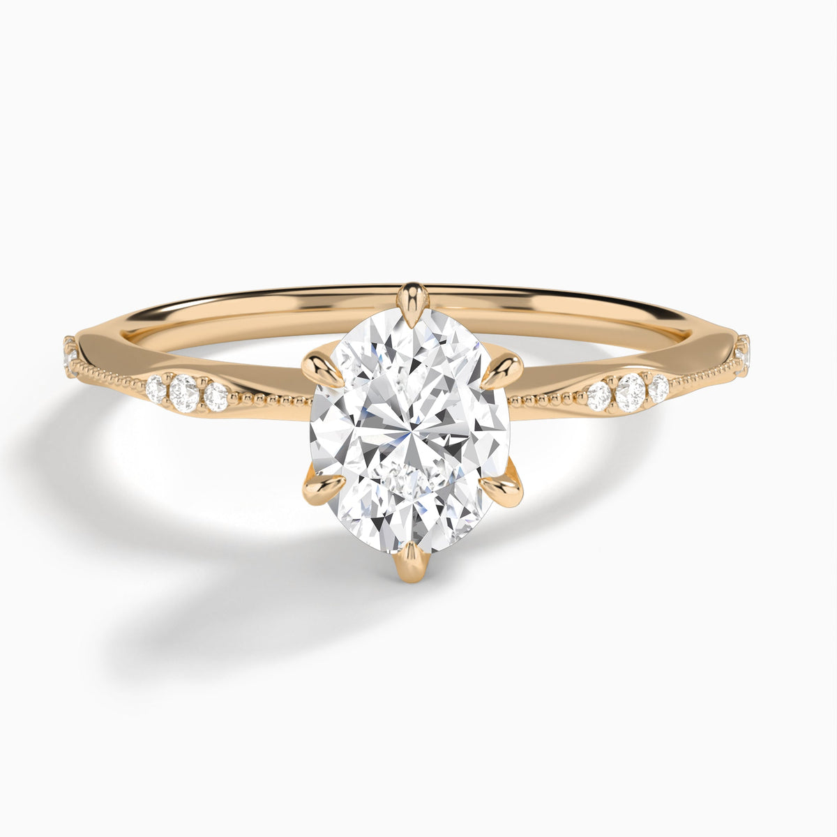 Oval Aurora Lab Grown Diamond Engagement Ring In 14K Rose Gold - Lucenjuri