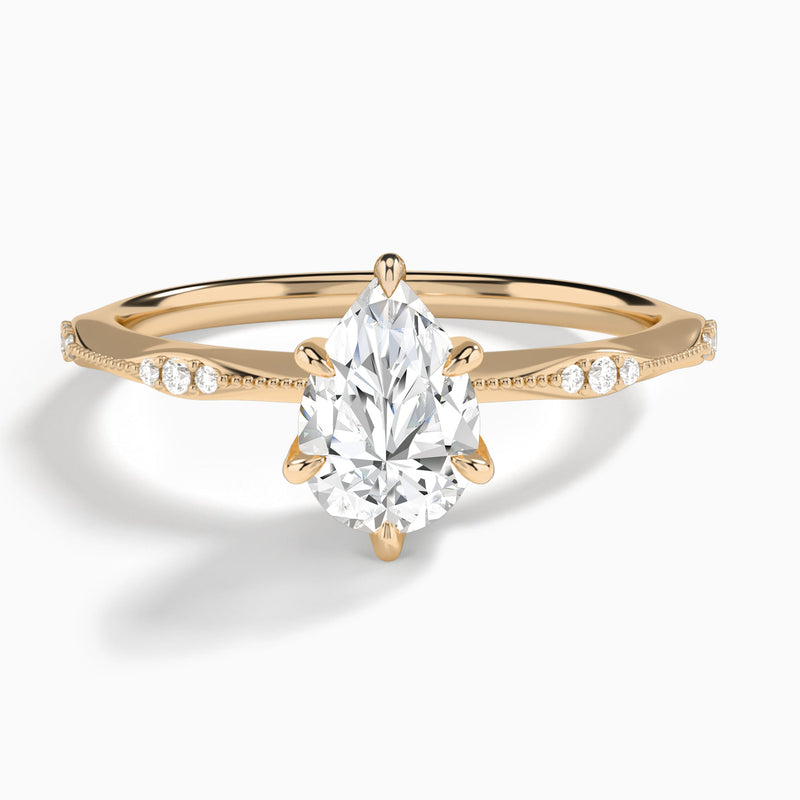 Pear Aurora Lab Grown Diamond Engagement Ring In 14K Rose Gold - Lucenjuri
