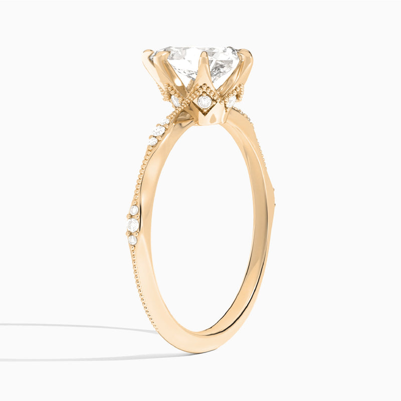 Pear Aurora Lab Grown Diamond Engagement Ring In 14K Rose Gold, Angle View