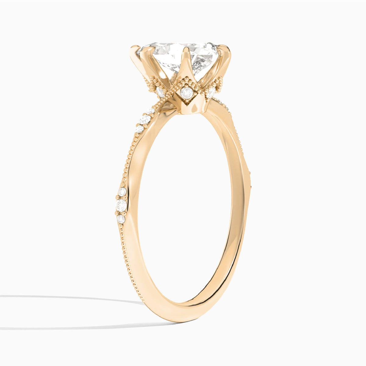 Pear Aurora Lab Grown Diamond Engagement Ring In 14K Rose Gold, Angle View