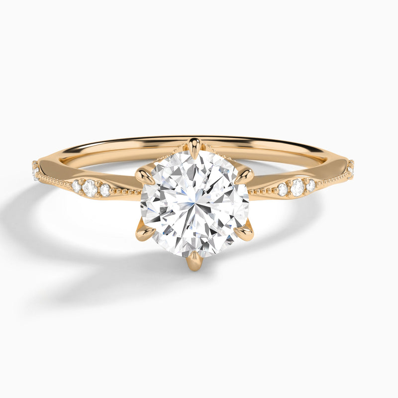 Round Aurora Lab Grown Diamond Engagement Ring In 14K Rose Gold - Lucenjuri