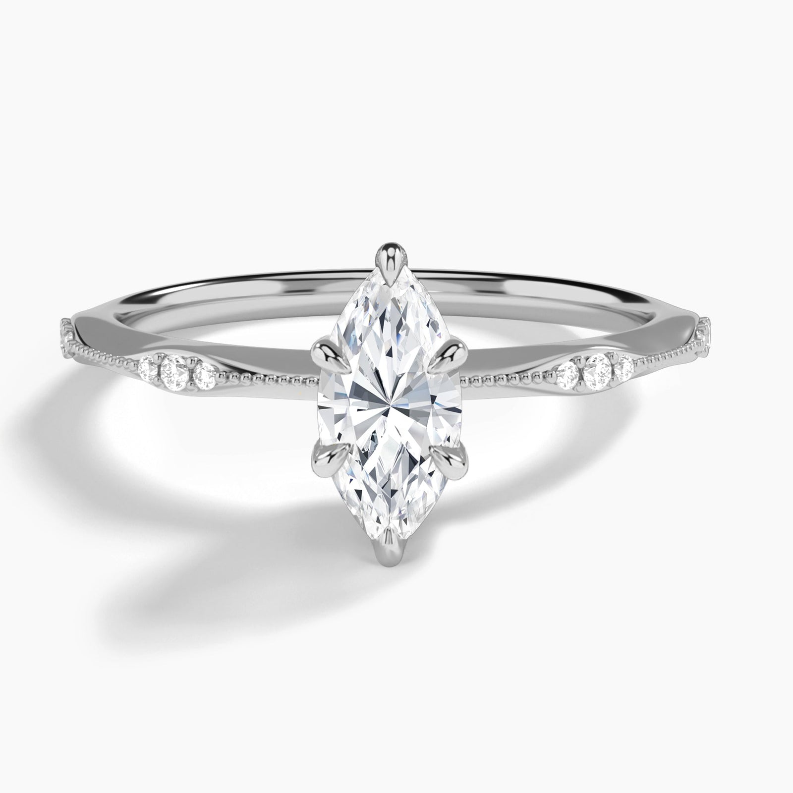 Marquise Aurora Lab Grown Diamond Engagement Ring In 14K White Gold - Lucenjuri