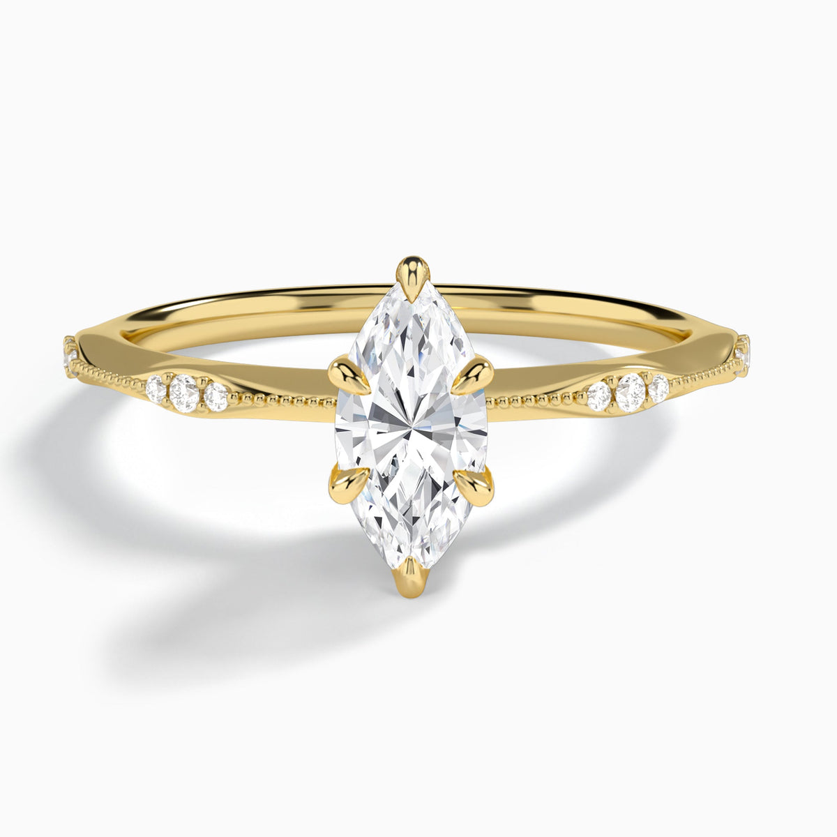 Marquise Aurora Lab Grown Diamond Engagement Ring In 14K Yellow Gold - Lucenjuri