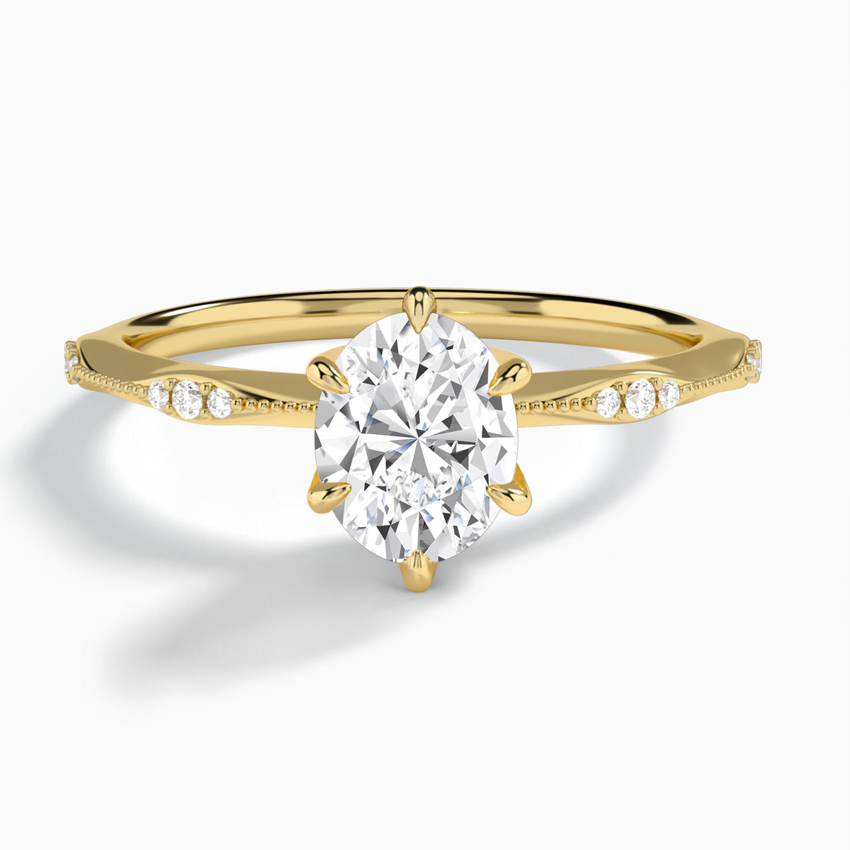 Oval Aurora Lab Grown Diamond Engagement Ring In 14K Yellow Gold - Lucenjuri
