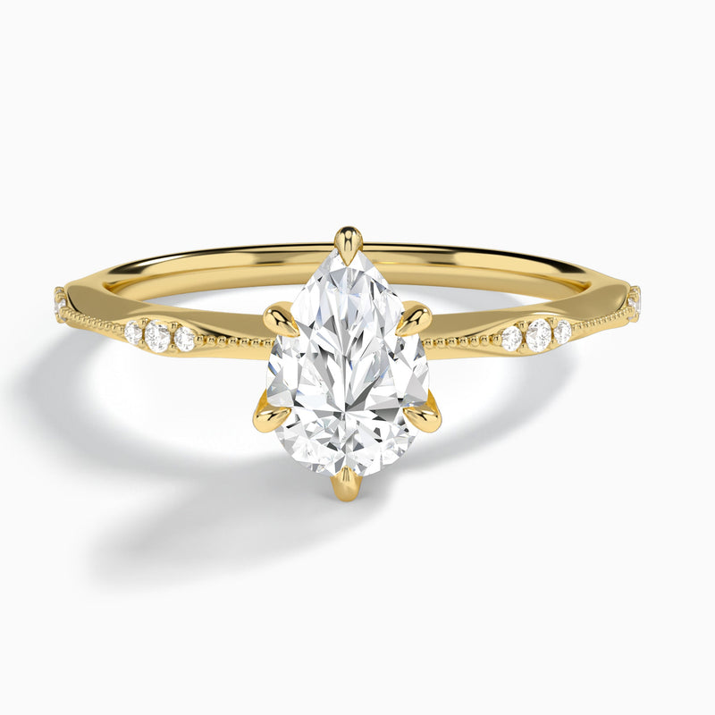 Pear Aurora Lab Grown Diamond Engagement Ring In 14K Yellow Gold - Lucenjuri