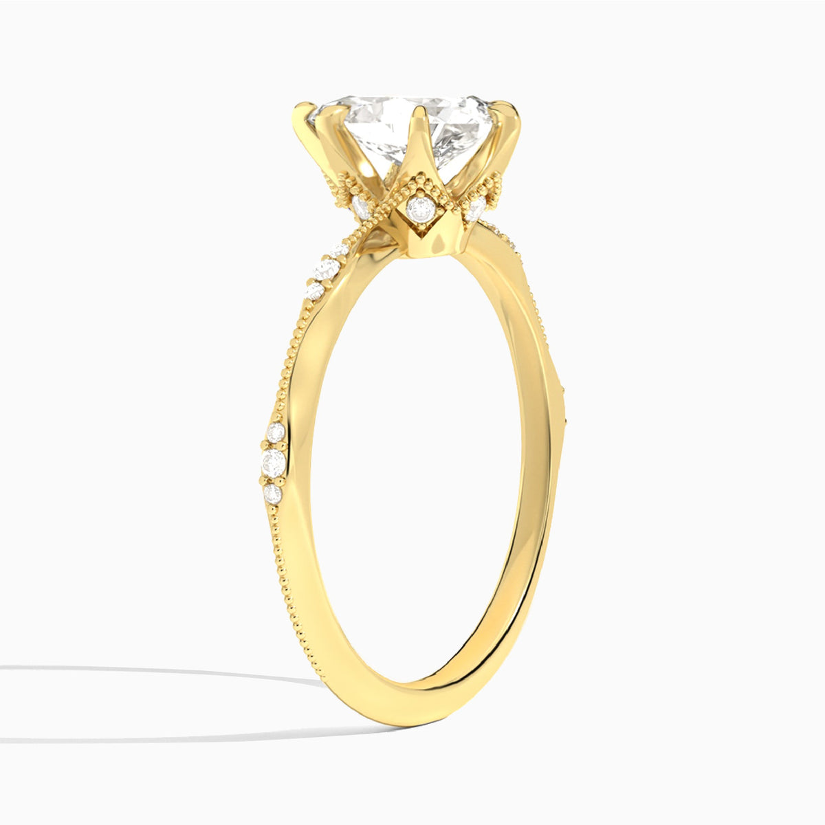 Pear Aurora Lab Grown Diamond Engagement Ring In 18K Yellow Gold, Angle View