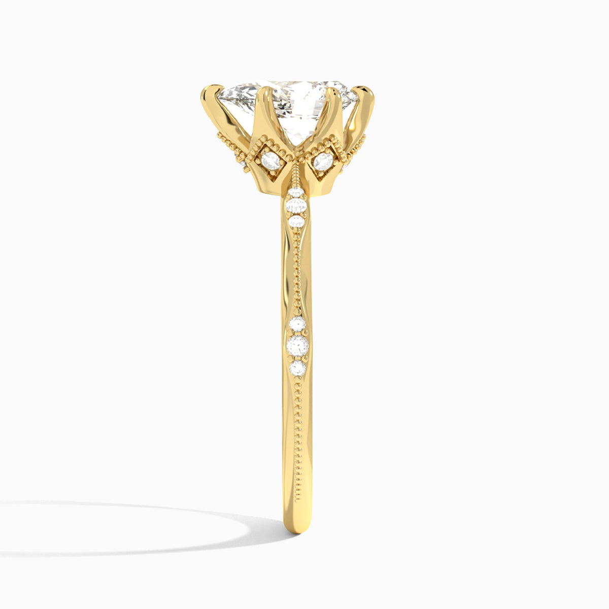 Pear Aurora Lab Grown Diamond Engagement Ring In 14K Yellow Gold, Side View