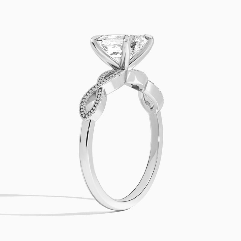 Emerald Infinito Lab Grown Diamond Engagement Ring In Platinum, Angle View