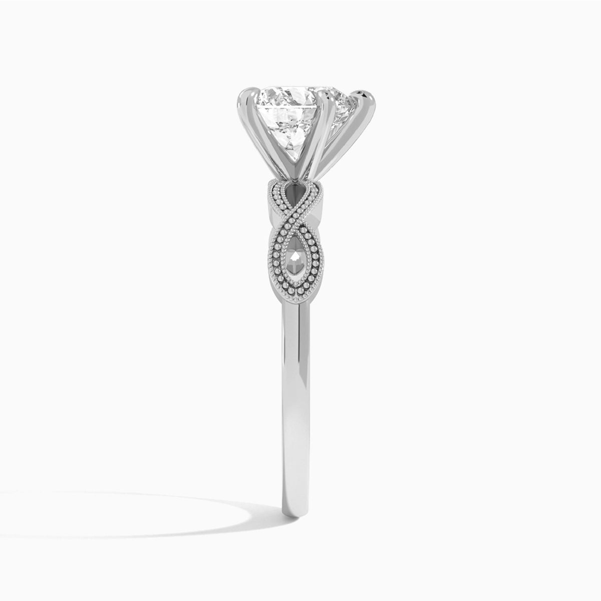 Heart Infinito Lab Grown Diamond Engagement Ring In Platinum, Side View