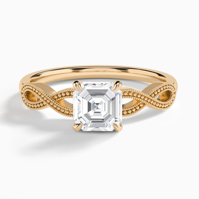 Asscher Infinito Lab Grown Diamond Engagement Ring In 14K Rose Gold - Lucenjuri