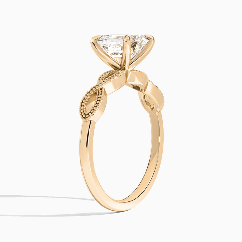 Emerald Infinito Lab Grown Diamond Engagement Ring In 14K Rose Gold, Angle View