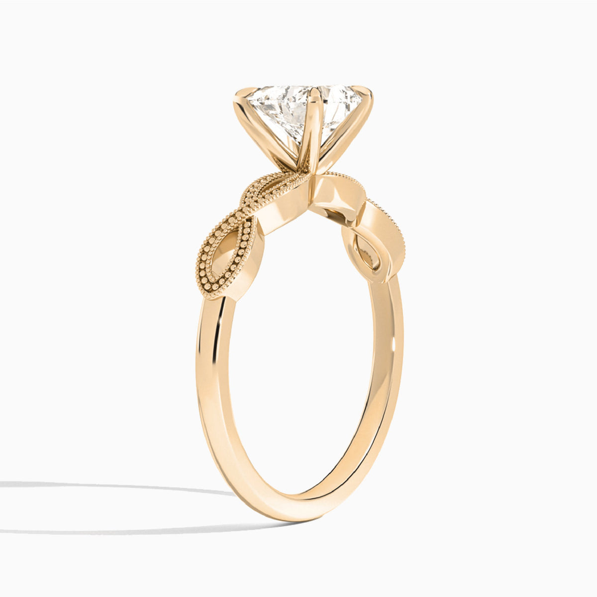 Heart Infinito Lab Grown Diamond Engagement Ring In 14K Rose Gold, Angle View