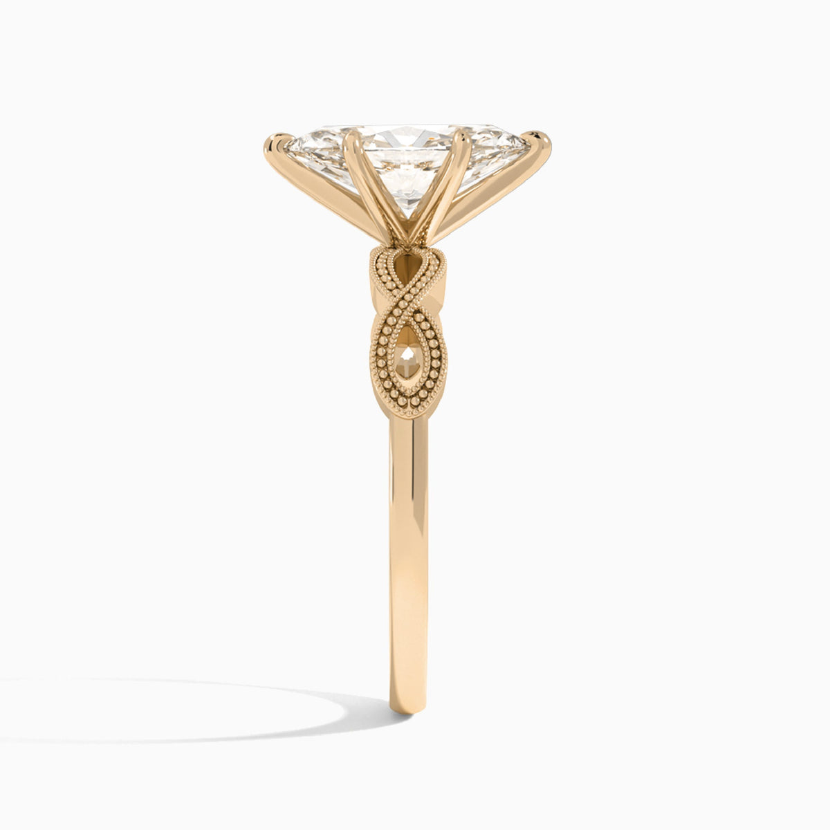 Marquise Infinito Lab Grown Diamond Engagement Ring In 14K Rose Gold, Side View
