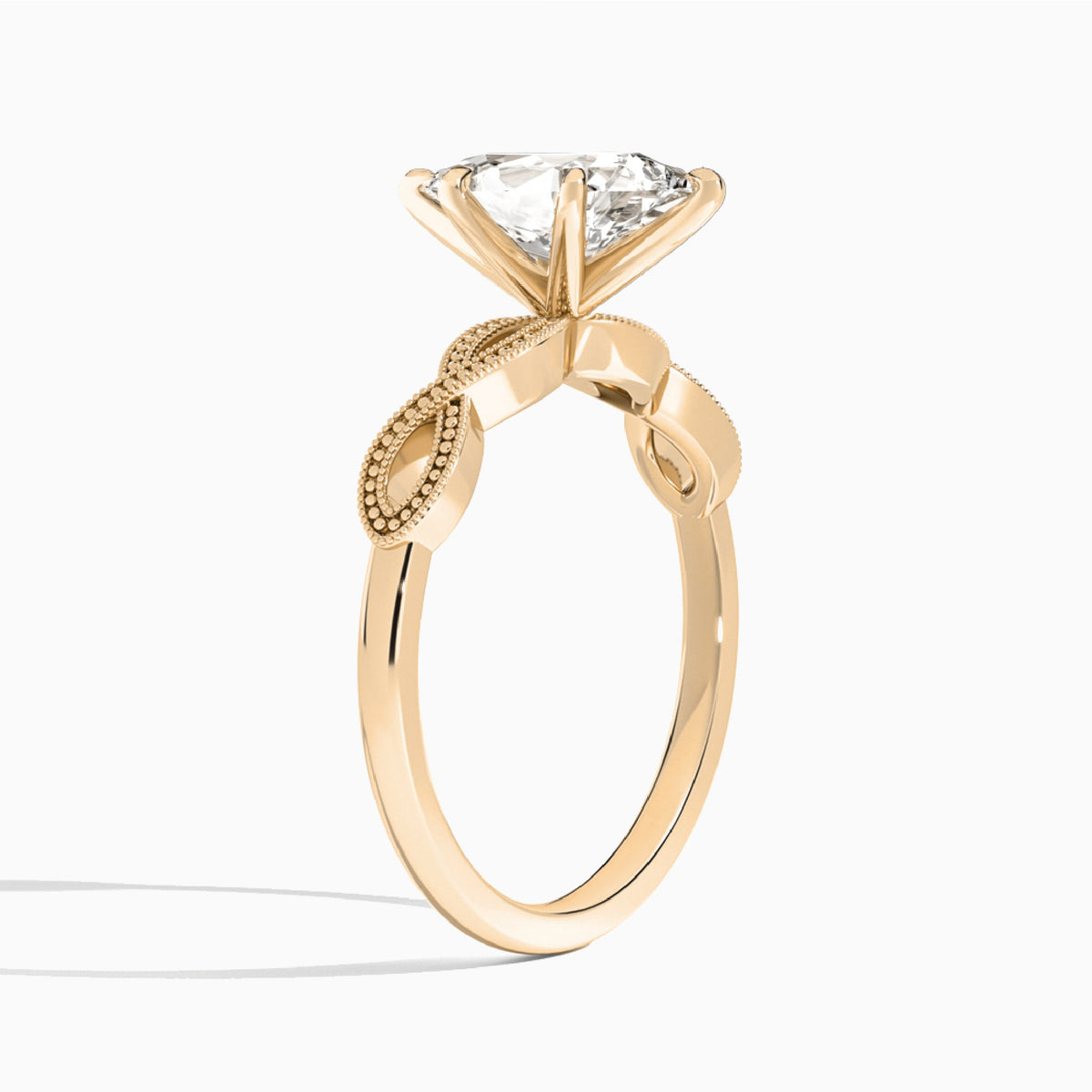 Pear Infinito Lab Grown Diamond Engagement Ring In 14K Rose Gold, Angle View