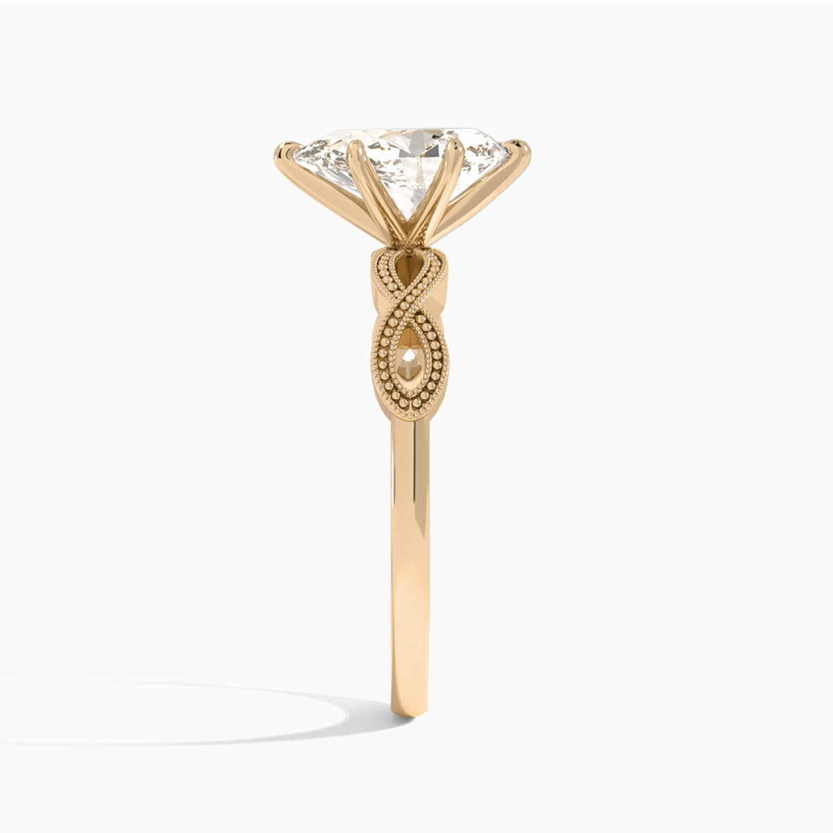 Pear Infinito Lab Grown Diamond Engagement Ring In 14K Rose Gold, Side View