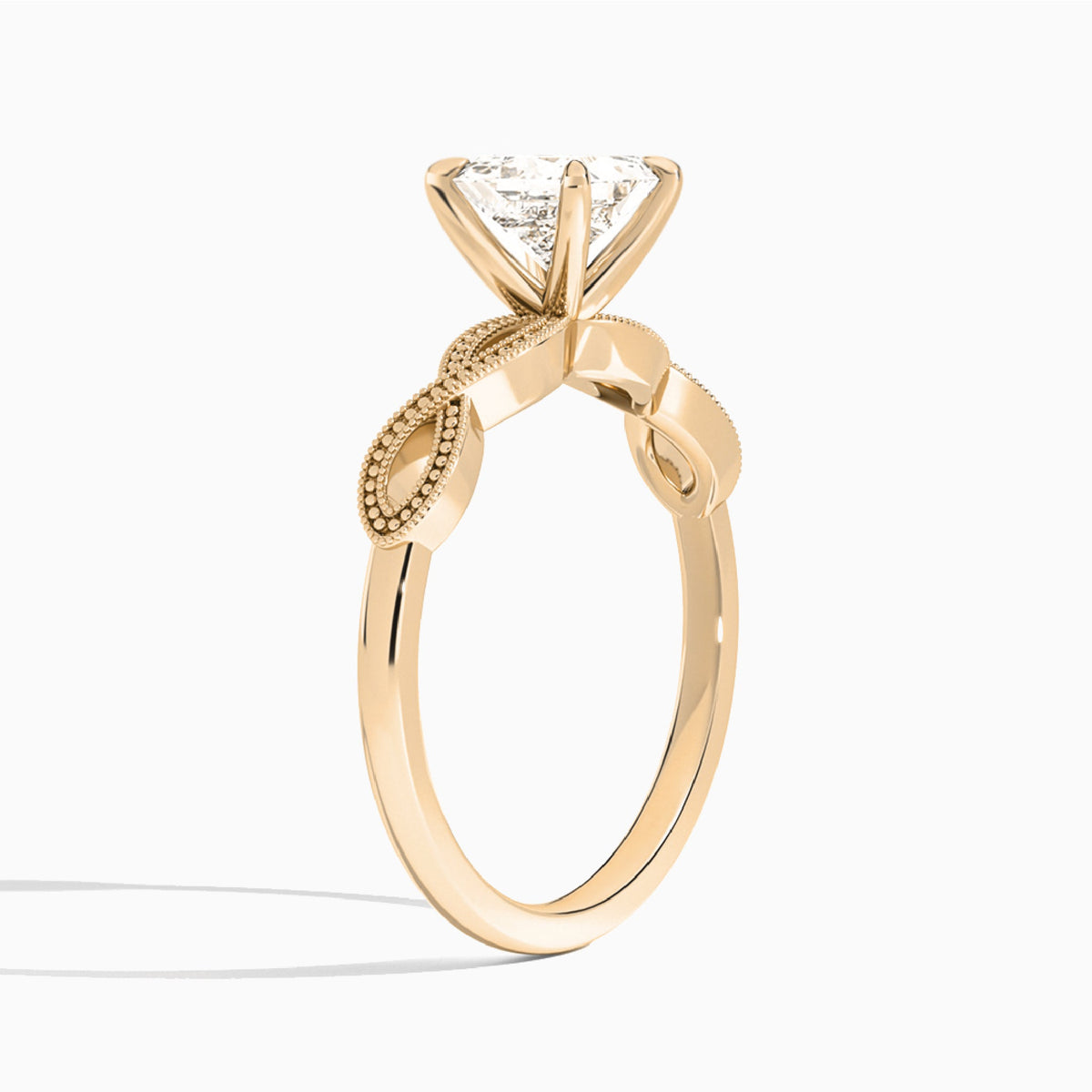 Princess Infinito Lab Grown Diamond Engagement Ring In 14K Rose Gold, Angle View