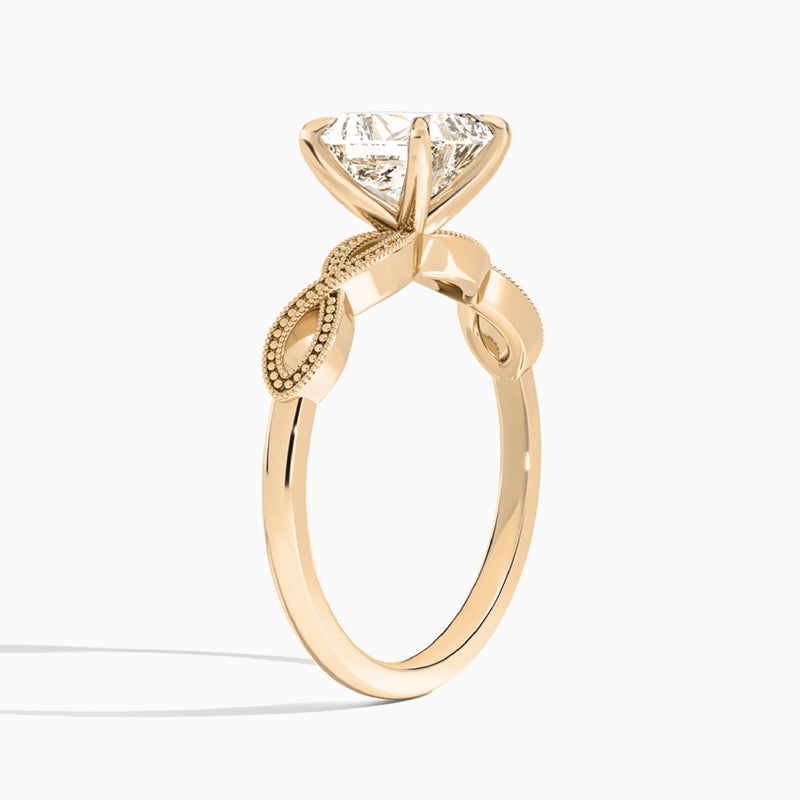 Radiant Infinito Lab Grown Diamond Engagement Ring In 14K Rose Gold, Angle View