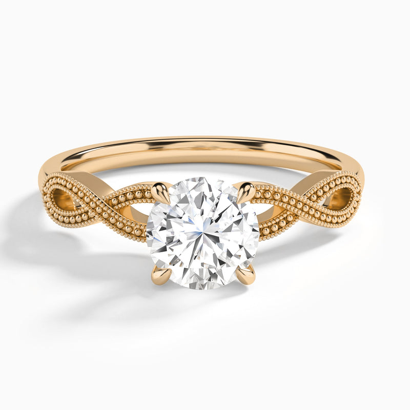 Round Infinito Lab Grown Diamond Engagement Ring In 14K Rose Gold - Lucenjuri
