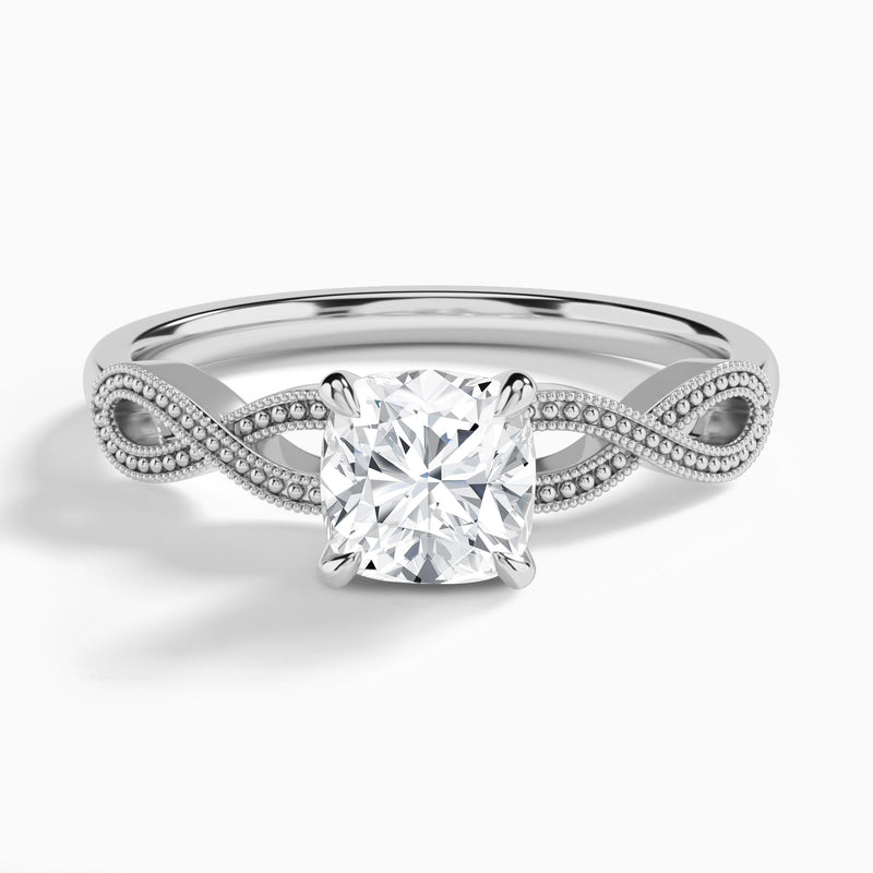 Cushion Infinito Lab Grown Diamond Engagement Ring In 18K White Gold - Lucenjuri