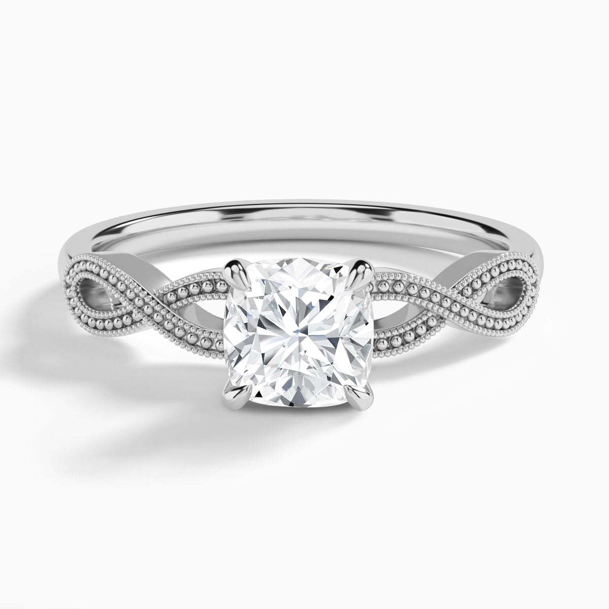 Cushion Infinito Lab Grown Diamond Engagement Ring In 14K White Gold - Lucenjuri