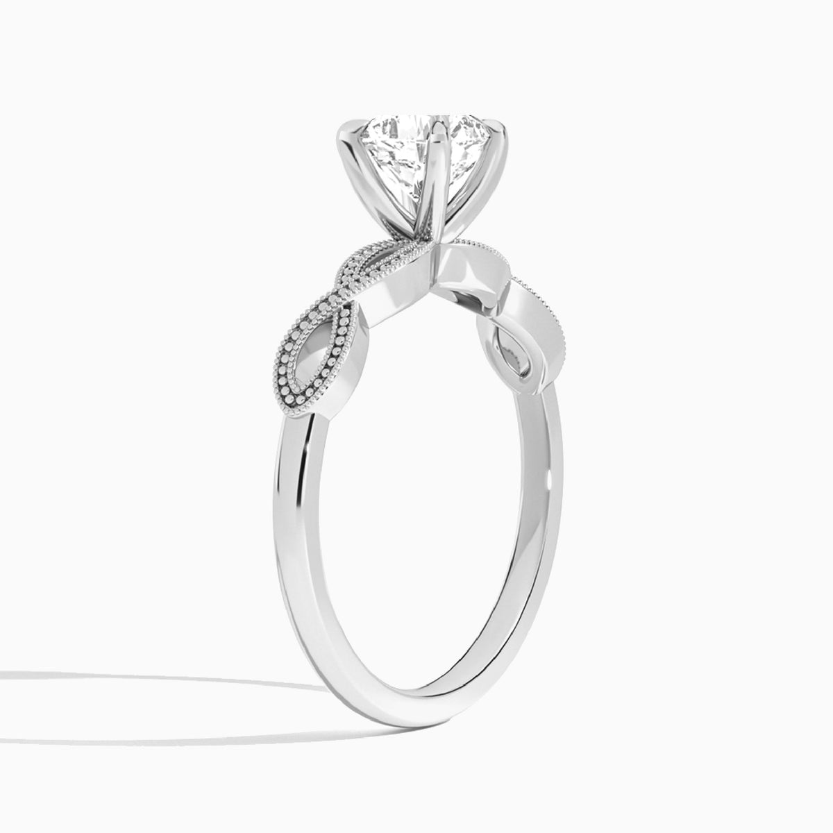 Cushion Infinito Lab Grown Diamond Engagement Ring In 18K White Gold, Angle View