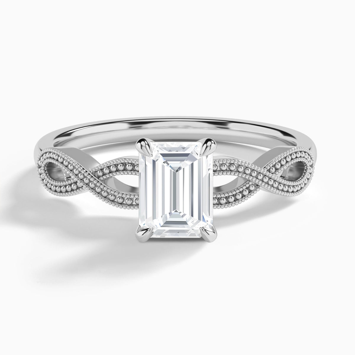 Emerald Infinito Lab Grown Diamond Engagement Ring In 14K White Gold - Lucenjuri
