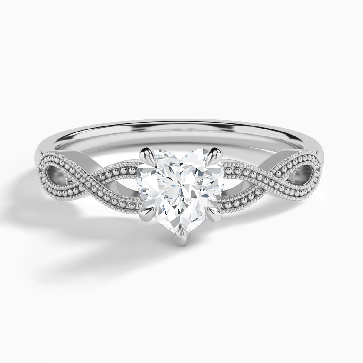 Heart Infinito Lab Grown Diamond Engagement Ring In 14K White Gold - Lucenjuri