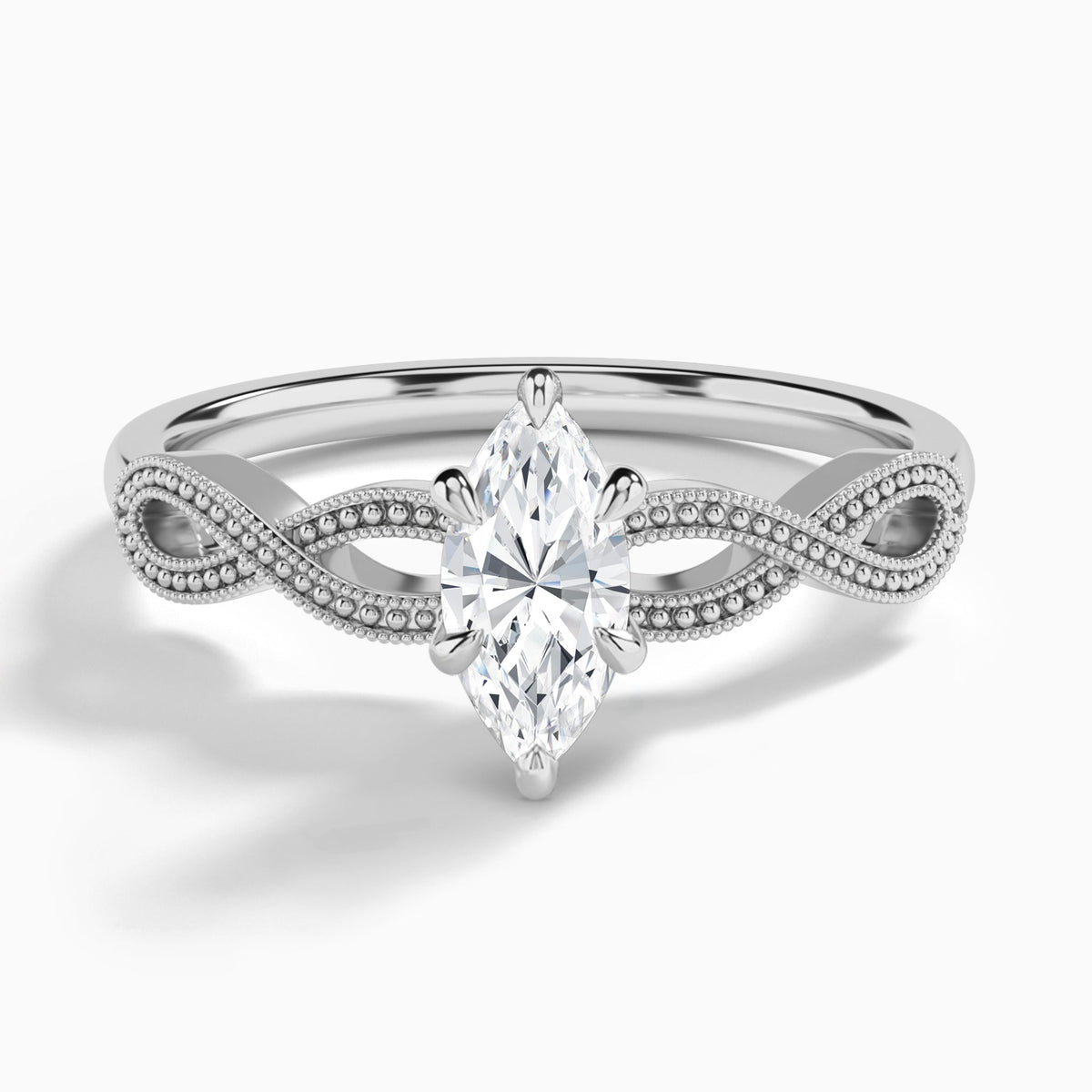 Marquise Infinito Lab Grown Diamond Engagement Ring In 14K White Gold - Lucenjuri