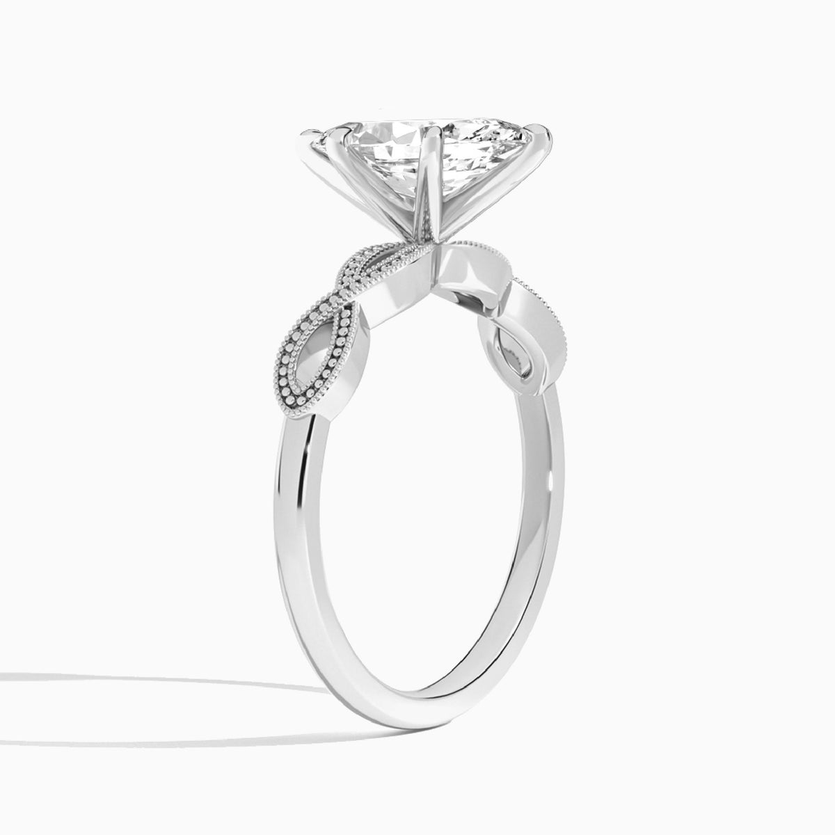 Marquise Infinito Lab Grown Diamond Engagement Ring In 14K White Gold, Angle View