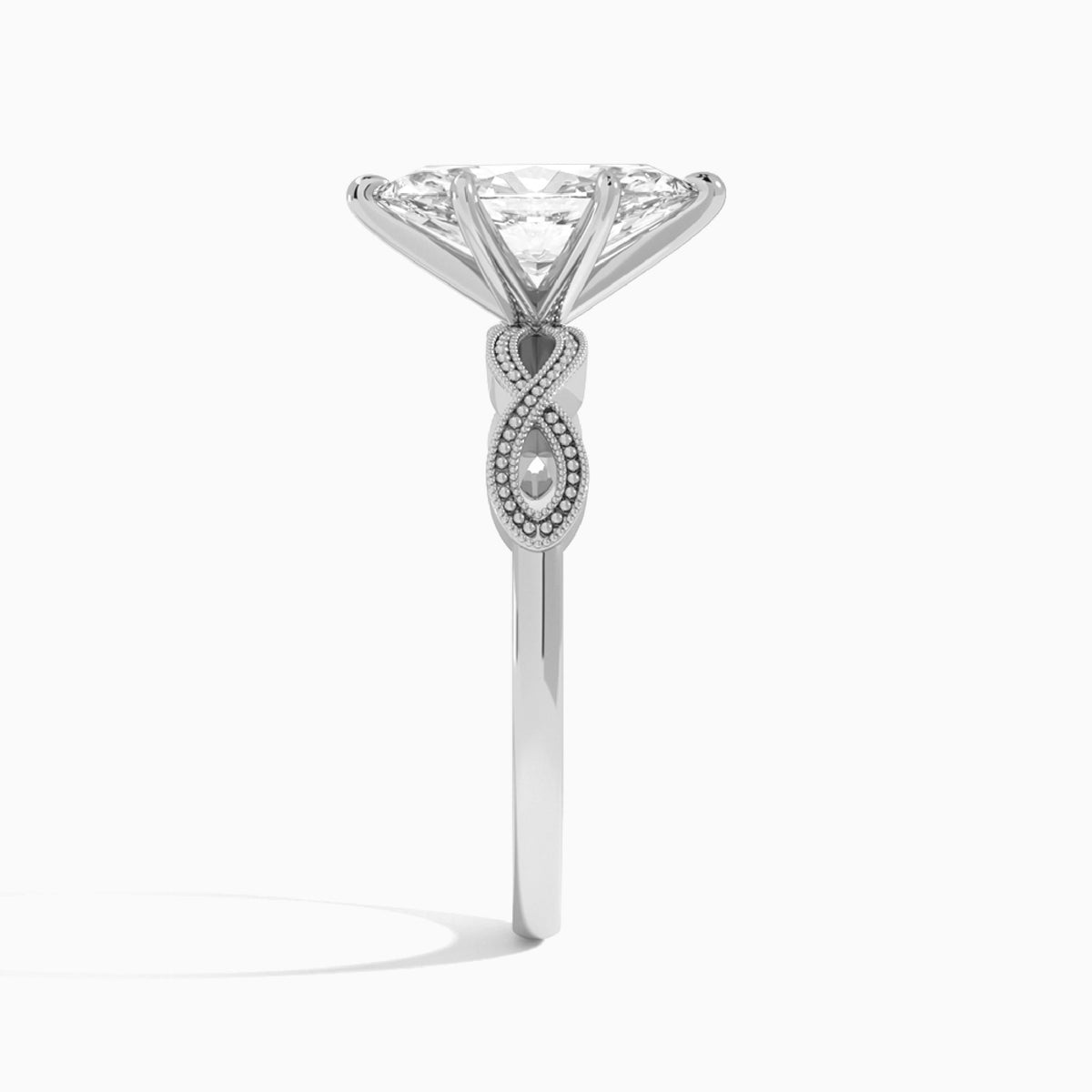 Marquise Infinito Lab Grown Diamond Engagement Ring In 14K White Gold, Side View