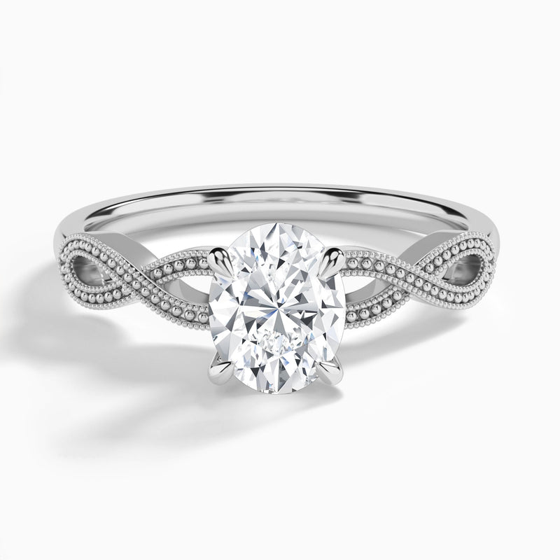 Oval Infinito Lab Grown Diamond Engagement Ring In 18K White Gold - Lucenjuri