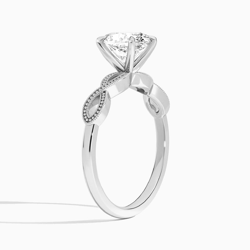Oval Infinito Lab Grown Diamond Engagement Ring In 18K White Gold, Angle View