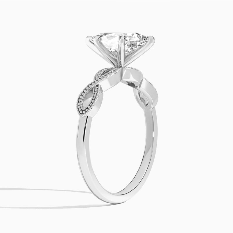 Pear Infinito Lab Grown Diamond Engagement Ring In 18K White Gold, Angle View