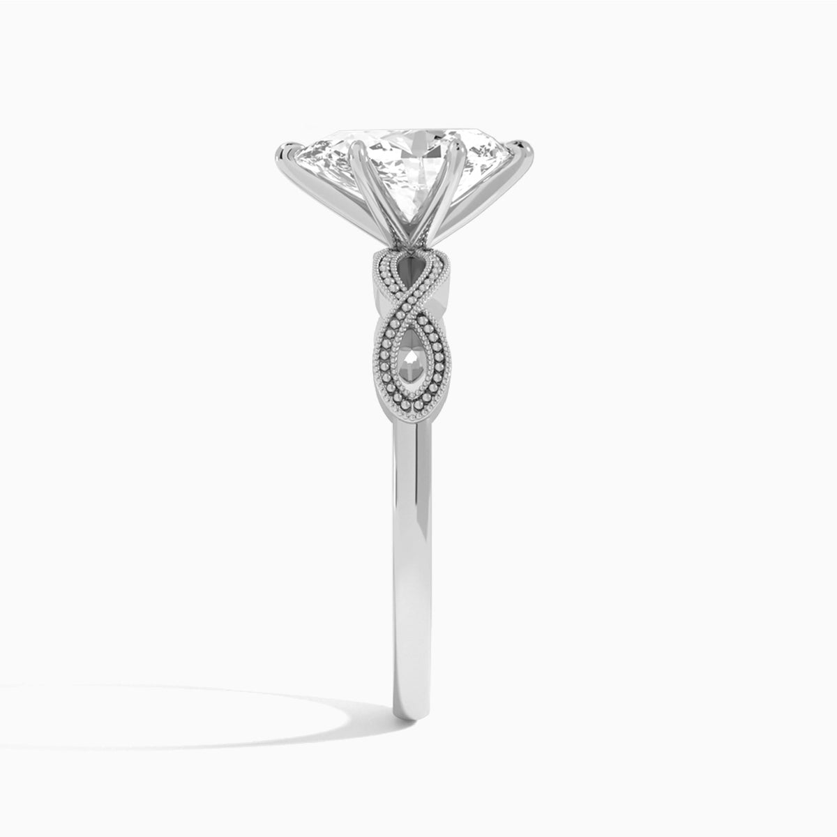 Pear Infinito Lab Grown Diamond Engagement Ring In 18K White Gold, Side View