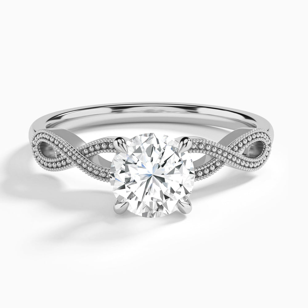 Round Infinito Lab Grown Diamond Engagement Ring In 14K White Gold - Lucenjuri