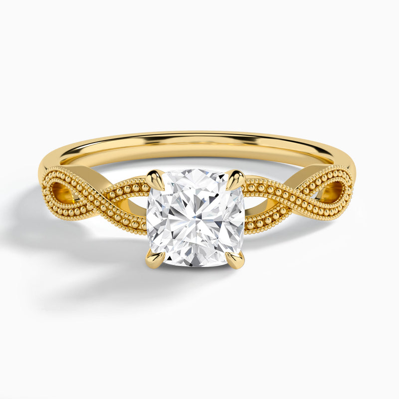 Cushion Infinito Lab Grown Diamond Engagement Ring In 18K Yellow Gold - Lucenjuri