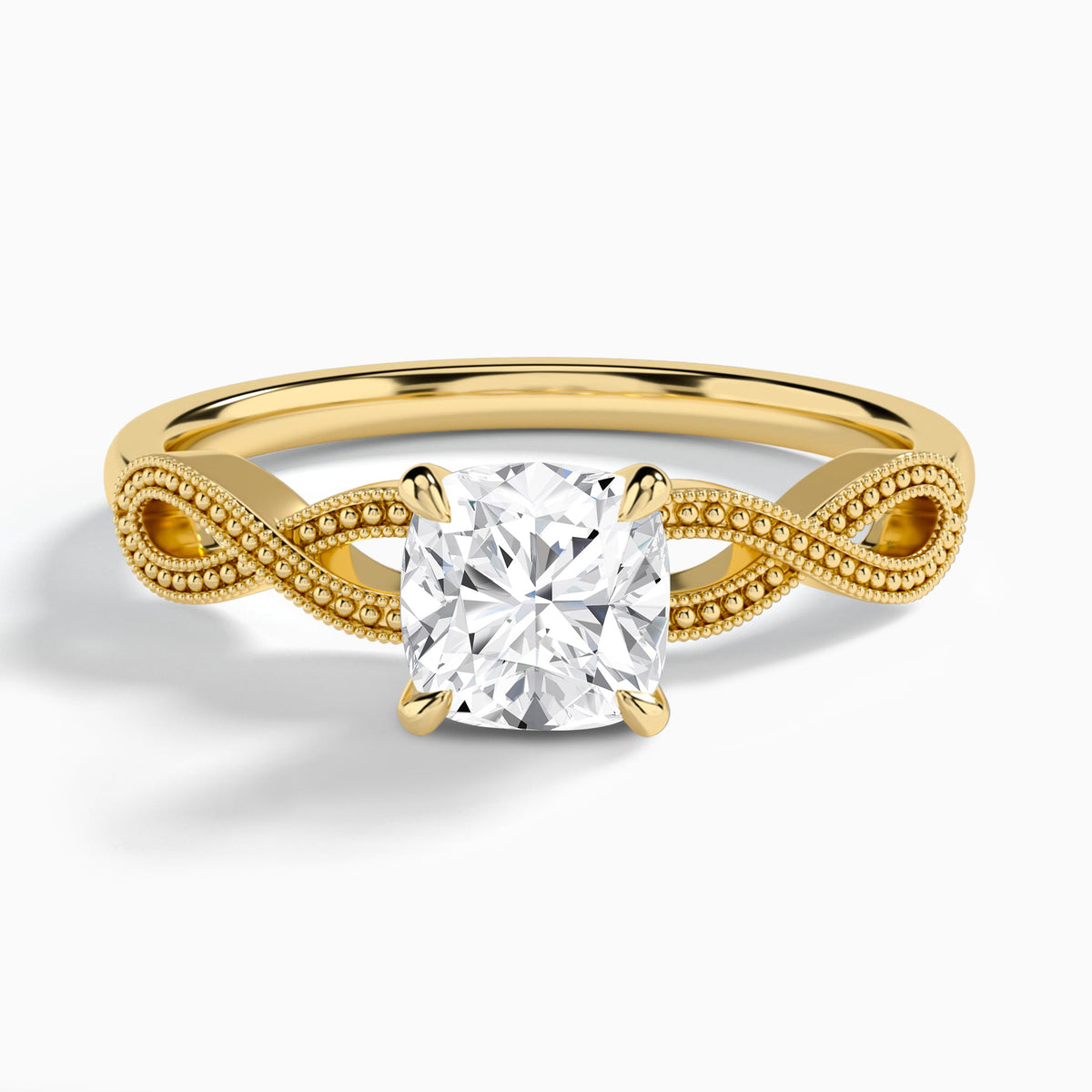 Cushion Infinito Lab Grown Diamond Engagement Ring In 14K Yellow Gold - Lucenjuri