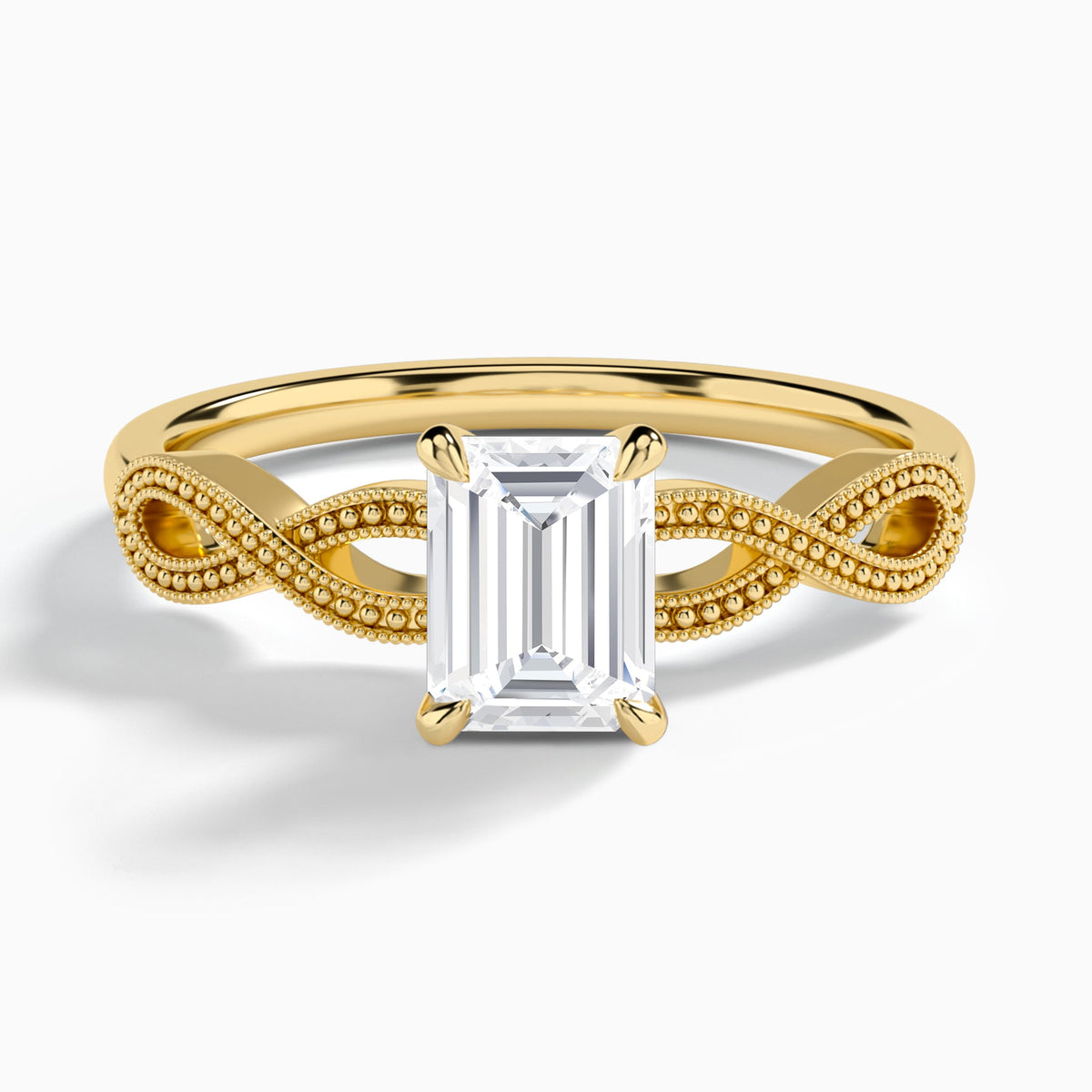 Emerald Infinito Lab Grown Diamond Engagement Ring In 14K Yellow Gold - Lucenjuri