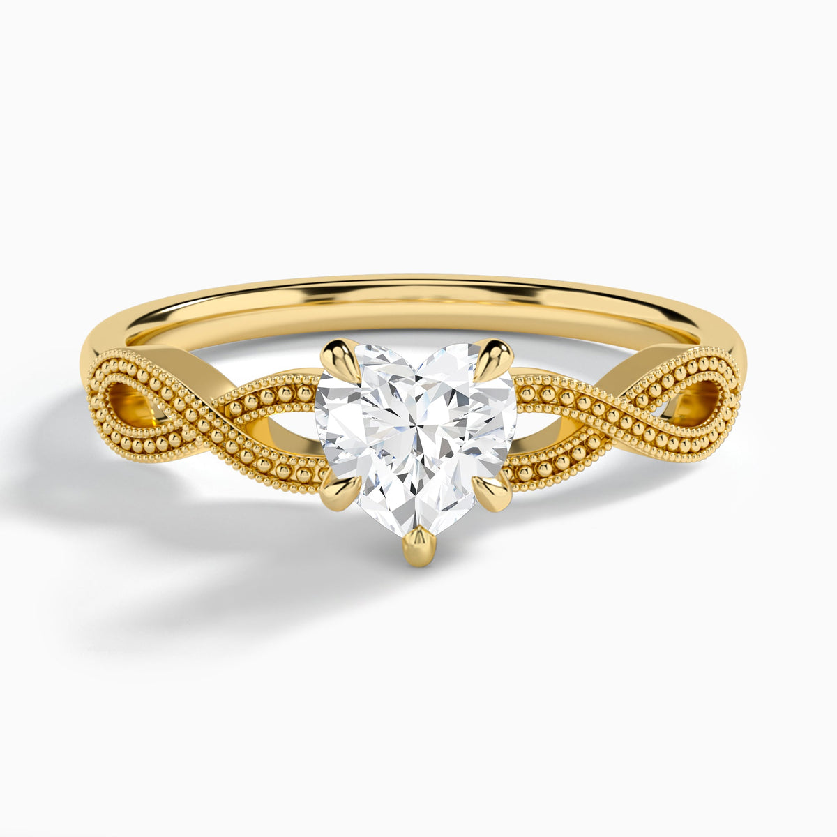 Heart Infinito Lab Grown Diamond Engagement Ring In 18K Yellow Gold - Lucenjuri