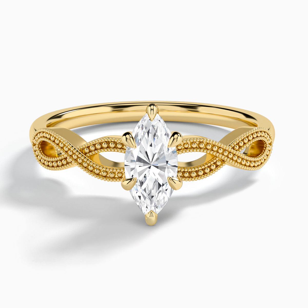 Marquise Infinito Lab Grown Diamond Engagement Ring In 14K Yellow Gold - Lucenjuri