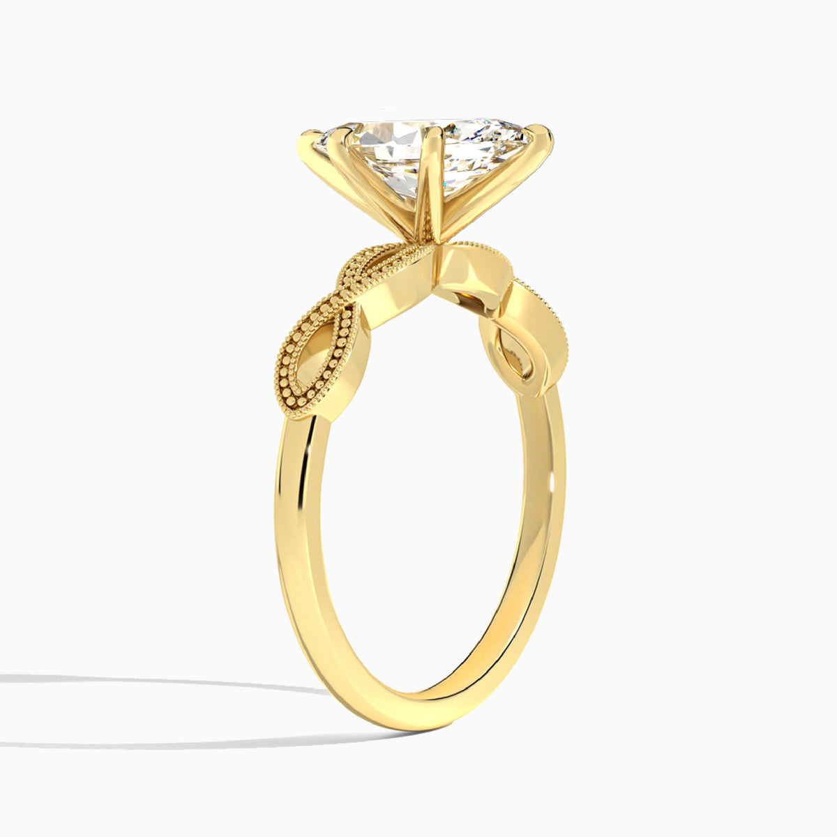 Marquise Infinito Lab Grown Diamond Engagement Ring In 18K Yellow Gold, Angle View