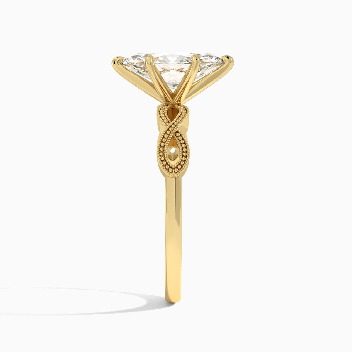 Marquise Infinito Lab Grown Diamond Engagement Ring In 18K Yellow Gold, Side View
