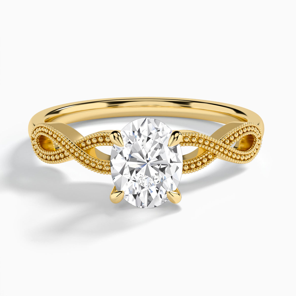 Oval Infinito Lab Grown Diamond Engagement Ring In 18K Yellow Gold - Lucenjuri