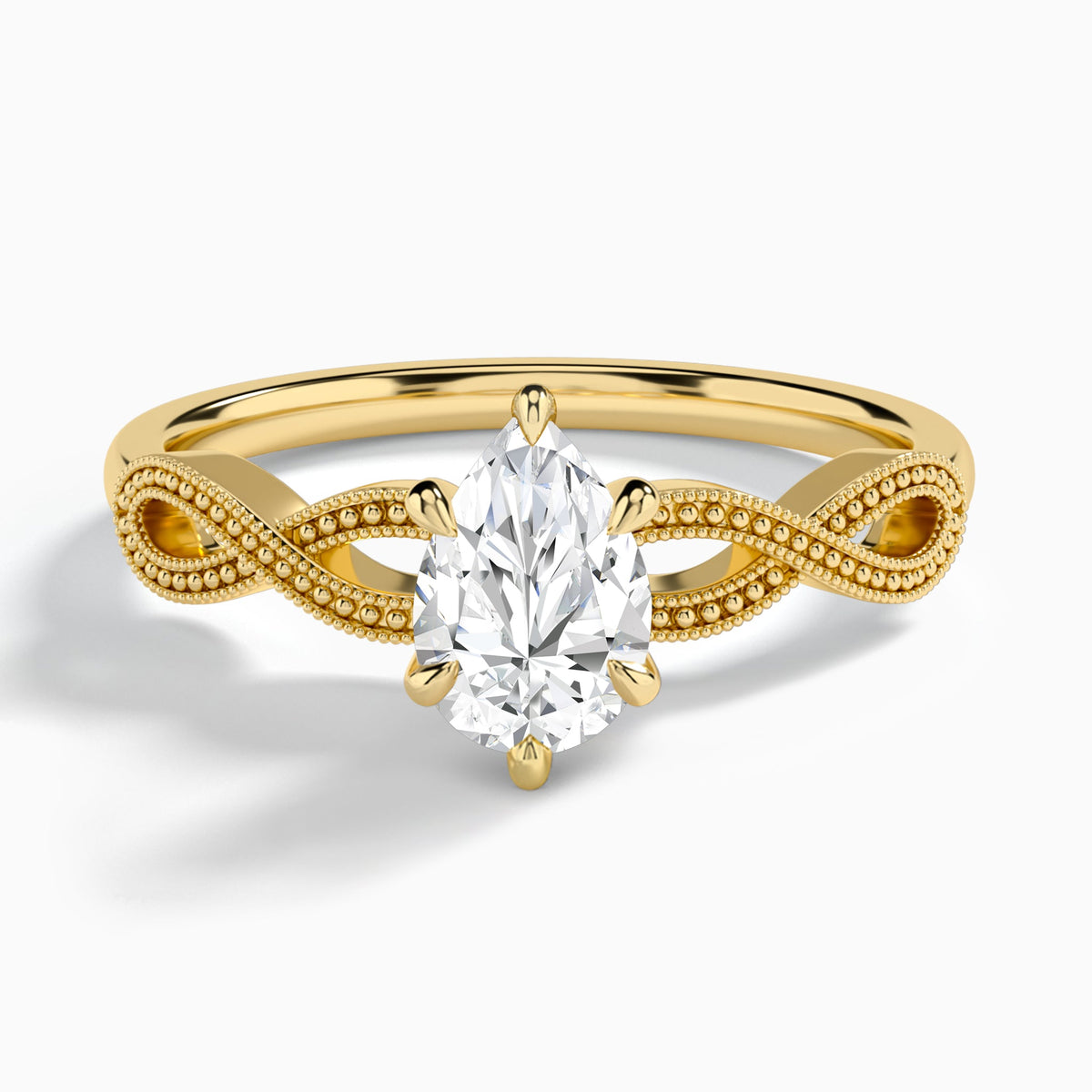 Pear Infinito Lab Grown Diamond Engagement Ring In 18K Yellow Gold - Lucenjuri