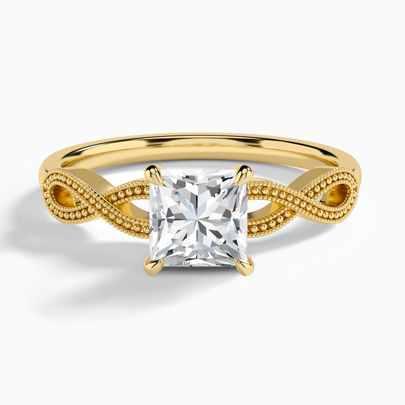 Princess Infinito Lab Grown Diamond Engagement Ring In 14K Yellow Gold - Lucenjuri