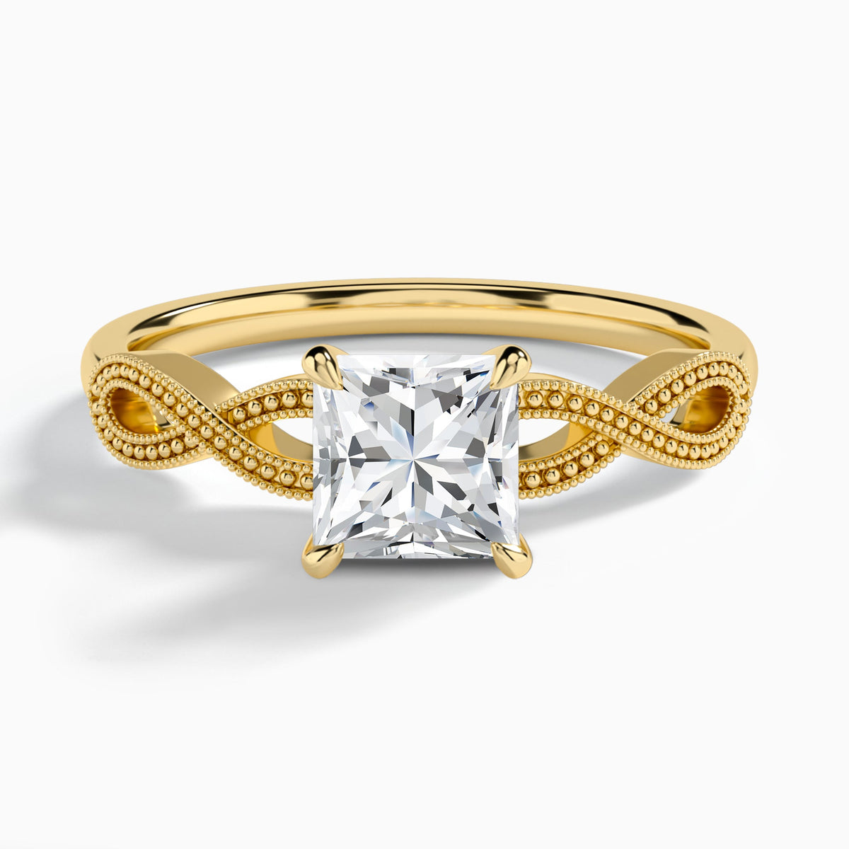 Princess Infinito Lab Grown Diamond Engagement Ring In 14K Yellow Gold - Lucenjuri