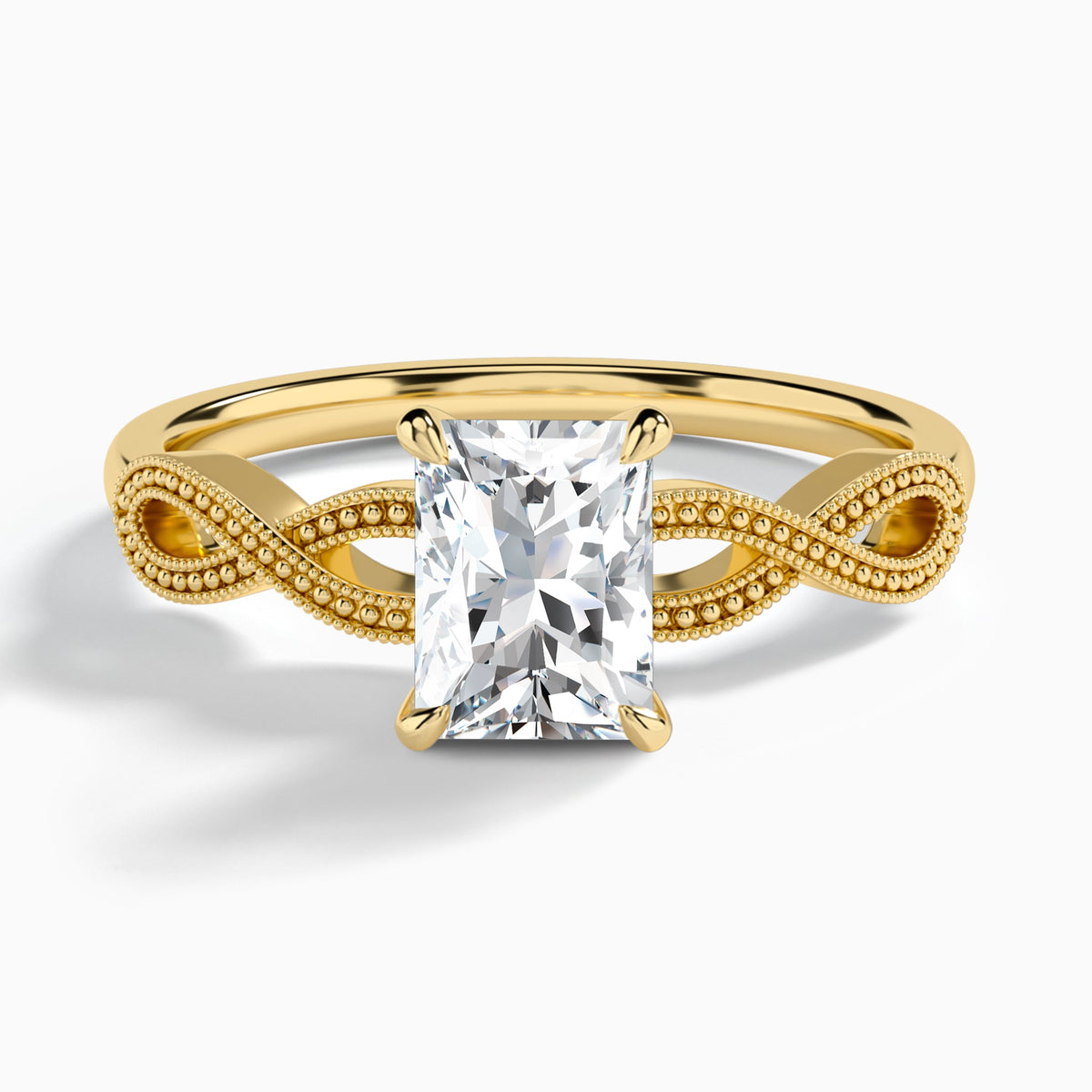 Radiant Infinito Lab Grown Diamond Engagement Ring In 14K Yellow Gold - Lucenjuri