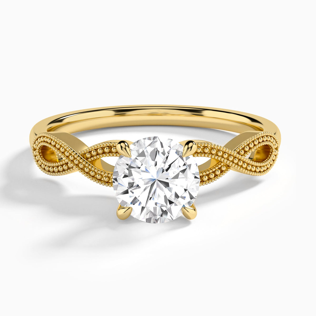 Round Infinito Lab Grown Diamond Engagement Ring In 14K Yellow Gold - Lucenjuri